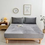 Tametra Fitted Sheet, For Winter, Warm, Flannel, Microfiber, No Pilling, Smooth, Blanket Touch, For Autumn and Winter, Pile Fabric, Bed Sheet, Bed Sheet, Bed Cover, Mattress Cover, Mattress Cover, Mattress Cover, Full Elastic All Around Rubber, Antibacterial, Odor Resistant, Easy To Put On And Take Off, Cold Protection, Gusset Portion: Approx. 11.8 inches (30 cm), Queen, 63.0 x 78.7 inches (30 cm), Gray