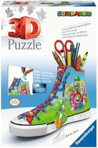 Ravensburger 3D Puzzle Sneaker Super Mario 11267 - praktischer Stiftehalter im Super Mario Design - 108 Teile - ab 8 Jahren: Erlebe Puzzeln in der 3. Dimension!