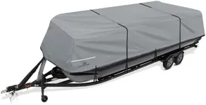 Explore Land Trailerable Waterproof Pontoon Boat Cover - Fits 17'-20' Long Beam Width up to 100" Pontoon Boat, Grey