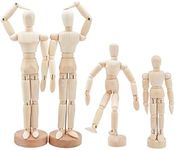 OLYCRAFT 4PCS Wooden Joint Model Wood Figure Artists' Manikin Drawing Figure Model with Flexible Joints Human Mannequin Sketch Art Drawing Model Artist Model -- 8 & 6 & 5 Inch