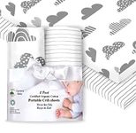 100% Organic Cotton Pack n Play Mini Crib Sheet 2 Pack, Grey and White in Modern Bold Designs.