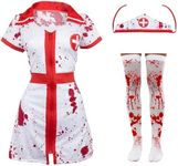 Ladies Zombie Nurse Halloween Costume - Medium - Nurse Dress with Hat, Bloodstained Stockings - Adults Bloody Halloween Fancy Dress Costume