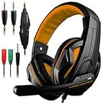 Gaming Headset,DLAND 3.5mm Wired Bass Stereo Noise Isolation Gaming Headphones with Mic for Laptop Computer, Cellphone, PS4 and so on- Volume Control (Black and Orange)