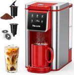Single Serve Coffee Maker for K-Cup Pod and Grounds, Hot and Iced Coffee Maker with 5 Brew Sizes, 50oz Removable Reservoir, Fast Brewing One Cup Coffee Machine, Stainless Steel, Silver