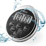 dretec Digital Kitchen Timer, Water Proof Timer, Shower Timer, Magnetic Backing, Silver, Black, Officially Tested in Japan (1 Starter Lithium Battery Included)