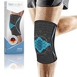 bonmedico Kenu Knee Bandage for Women and Men, Sports Brace with Silicone Patellar Strap, Stability for Knee Pain, Non-Slip and Breathable for Left and Right, L + E-Book