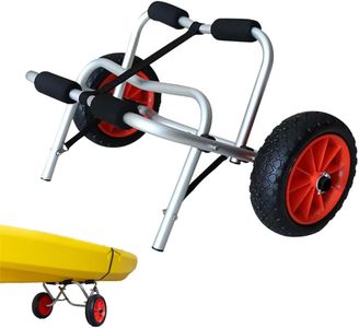Folding Kayak Cart,Universal Kayak Trolley Canoe Carrier with 25.4 cm Solid Tires,Portable Adjustable Kayak Transport Dolly Trailer,50 kg Load Capacity,Collapsible Kayak Dolly with Strap