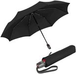 Knirps T.200 Medium Duomatic Automatic Open Close Rain Umbrella for Adults - Portable Weather Protection - Compact, Fits in Backpack or Purse, Retractable with Carrying Case, Black, 97cm Diameter