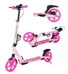 Scale Sports Kick Scooter – Foldable 2-Wheel Scooter for Kids Age 8–12, Teens & Adults, Adjustable Handlebar, 200mm Big PU Wheels, Disc & Foot Brakes, Carry Strap, Double Shock Absorption, up to 100kg
