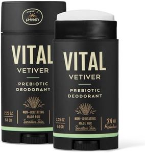 Honestly pHresh Prebiotic Natural Deodorant for Men – Aluminum & Baking Soda Free with 24 Hour Odor Protection. Clean Vegan Deodorant for Sensitive Skin. Made In USA – Vital Vetiver Scent, 2.5 oz