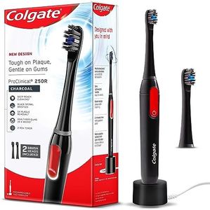 Colgate Proclinical 250R Charcoal Rechargeable Sonic Toothbrush, Electric Toothbrush with Soft & Spiral Bristles, Healthier Gums in 4 Weeks (With Replaceable Brush Head, Charger included)