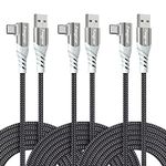 Fasgear USB C Cable Fast Charging 3 Pack 10ft Long Nylon Briaded Type C 2.0 Rapid 3A Charger Cord - Compatible for Galaxy S21 Plus Note 20 A10e,Moto G,LG V50 G8,Xperia XZ,PS5 Controller (Black, 10ft)