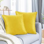 Nestl Throw Pillow Covers, Cozy Velvet Decorative Outdoor Pillow Covers 16 x 16 Inches, Soft Solid Cushion Covers for Sofa, Bed and Car, Set of 2 - Yellow