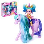 KOOKYLOOS Star Unicorn – Unicorn with real hair and Aurora doll. Includes Star unicorn, exclusive Aurora doll, fashionable clothes and shoes, 1 brush and 1 accessory