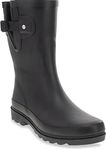 Western Chief Women Solid Mid Height Waterproof Rain Boot, Black Matte, 10