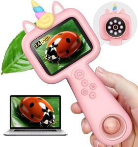 600X Portable Kids Microscope 2.4" Mini Handheld Digital Microscope for Kids - STEM Educational Science Kit Toys for Christmas Birthday Gifts Toys for 3 4 5 6 7 8 9 10 11 12 13 Year Old Girls