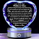 Movdyka Mother in Law Birthday Gifts from Daughter in Law Crystal Plaque with Colorful Led Base, Best Mother-in-Law Gifts Ideas from Groom Bride on Wedding Day Christmas Mother's Day