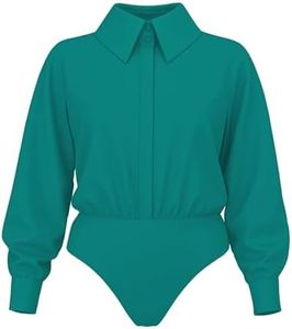 MRS MOMMA BEAR Blossom Blouses for Women - Collared Neckline, Blouson Long Sleeve with Buttoned Cuffs, Snap Closure, Tucked-in Fit, Elegant Polished Style | US Alpha, Medium - Poison Ivy