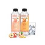 POLKA POP - Flavoured Sparkling (Fizzy) Water | Peach & Ginger | Pack of 24 (300 ml Each) | 100% Natural Flavour | Zero Sugar & Zero Calories | No Aspartame or Stevia