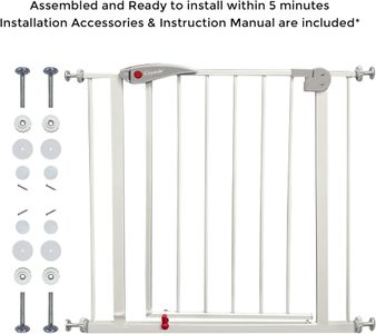 Baby Safety Gate, 75-85cm – White/Grey Adjustable Door Barrier