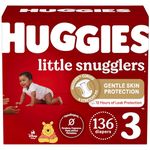 Huggies Little Snugglers Baby Diapers, Size 3, Mega Colossal, 136 Ct