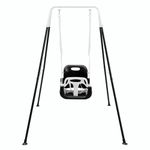 FUNLIO 3-in-1 Swing Set for Toddler with 4 Sandbags, Heavy-Duty Kid Swing Set with Safety Harness, for Backyard, Indoor/Outdoor Play, Foldable Stand & Clear Instruction, Easy to Assemble&Store - Black