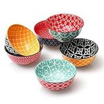 DOWAN Porcelain Small Bowls, 10 Fluid Ounces Vibrant Colors Dessert Bowls, Cute Snack Bowls for Ice Cream, Miso Soup, Side Dishes, Condiment, Microwave & Dishwasher Safe, Set of 6