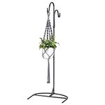 Navaris Shepherds Hooks for Outdoor - Hanging Bird Feeder Plant Pot Hook Stand Pole for Garden - Adjustable Hooks for Hummingbird Feeders and Plants