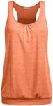 Miusey Womens Sleeveless Round Neck Loose Fit Racerback Yoga Tank Top Orange X-Large