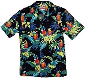RJC Brand Tropical Parrots Men's Hawaiian Shirt Black 4X