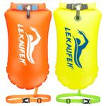 LeKaufen Swim Buoy for Open Water 2 Pack, 20L Swim Safety Float Waterproof Inflatable Dry Bag for Swimmers Triathletes Kayakers Snorkelers, Swimming Bubble with Storage for Safer Swim Training