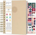 GoGirl Budget Planner & Monthly Bill Organizer – Monthly Financial Book with Pockets. Expense Tracker Notebook Journal, Compact (Seashell)