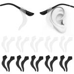 WLLHYF 10 Pairs Silicone Glasses Ear Cushion Grip Keep Glasses from Slipping Soft Comfortable Eyeglass Ear Hook Sleeve Clear Anti Slip Ear Grippers for Sunglasses Reading Glasses(black/white)