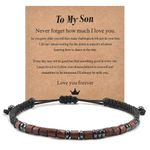 YELUWA To My Son Gift, Son Gift from Mom, To My Son Bracelet from Mom, Morse Code I Love You Bracelet, Year Old Boy Gift for Birthday Christma Gift for Son Teen Teenager Boy Gift Idea