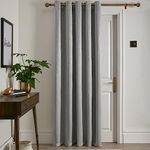 Fusion - Silver Single Curtain W66 x L84 (168 x 214cm) - 1x Panel - Eyelet Curtain in Silver - Thermal Curtain for Bedroom/Living Room - Light Grey Curtain & Drape - Door Curtain - Strata Collection