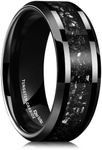 King Will Mens Tungsten Wedding Bands Meteorite Inlay 6mm 8mm High Polished Engagement Ring for Couples Promise Ring for Women Comfort Fit