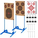 Atflbox Shooting Target Stand with 10pcs 17x25 Inch Sight in Paper Targets, Durable Paper Target Holder with Stable Adjustable Base for Cardboard Silhouette, H Shape, IPSC, IDPA Practice (2 Pack)