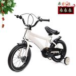 WSIKGHU Children's Bicycle 14 Inch Kids Bike Beginner Bike with Training Wheel Scarbon Steel Kids Bike Height Adjustable Kids Bike with Fenders for Kids 3-6 Years Old (white)