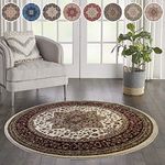 cozily Vintage Traditional Oriental Rome Style Anti Fatigue Turkish Mat Washable Jute Backing Round Area Rugs for Hallway Kitchen Living Room Office Bedroom Aisle Corridor (120x120, Beige)