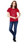 Fflirtygo Women Cotton Sunshine, Zodiac Sign Printed Stylish T-Shirt for Women Casual Wear/Sportswear Red Color Aquarius Sign