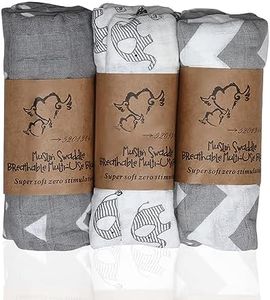 Baby Swaddle Blanket, 3 Pack Unisex Swaddle Wrap, 120 x 110 cm Cotton Ideal Newborn & Infant Swaddling Set, Muslin Swaddle Blankets Neutral Receiving Blanket for Boys and Girls