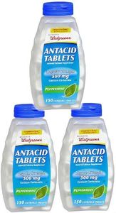 Walgreens Regular Strength Antacid/Calcium Supplement Chewable Tablets, Peppermint, 500 mg, 150 Tablets (Pack of 3 Bottles)