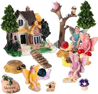 Gejoy Resin 31 Pieces Garden Miniatures House Fairy Supplies Girl with Fly Wing Dollhouse Decor for Home Lawn Decoration, Random