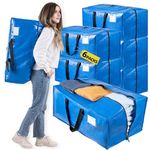 TAILI Heavy Duty Moving Bags, Storage Bags with Sturdy Zipper and Strong Handles, Blue Clothes Storage Container, Extra Large Tote Bag for Moving Supplies 6 Pack