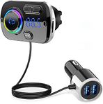 FM Transmitter Bluetooth 5.0 Hands-Free Car Kit with Quick Charge QC 3.0 Car Radio Adapter with Microphone CVC Noise Reduction