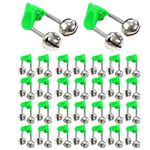 30PCS Fishing Bell Alarm,Fishing Bite Alarms,Stainless Steel Fishing Bell Clip,Fishing Rod Bait Alarm Bell,Fishing Rod Alarm Dual Alert Bells,Double Fishing Rod Bell Twin Ring Bells w Clip Green