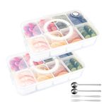 2 Pack Snack Box Container | Dishwasher Safe & Microwave Friendly Divided Serving Tray with Lid and Handle for Traveling, Nuts, Candy, Picnic with 8 Compartments & 2 Forks, 2 Spoons