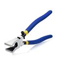 uptodateproducts 8 Inch 1Pcs Blue Non-Slip Handle Breaking Cutting Glass Pliers Stained Glass Tools Flat End Breaker Pliers Hardware Hand Tools