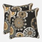 Pillow Perfect Outdoor | Indoor Crosby Ebony 16.5 Inch Throw Pillow, 16.5 X 16.5 X 5, Black