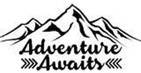 Adventure Awaits Outdoors Hiking Camping Mountains Vinyl Decal Sticker|Black|Cars Trucks Vans SUV Laptops Wall Art|6.5 X 4.25|CGS501